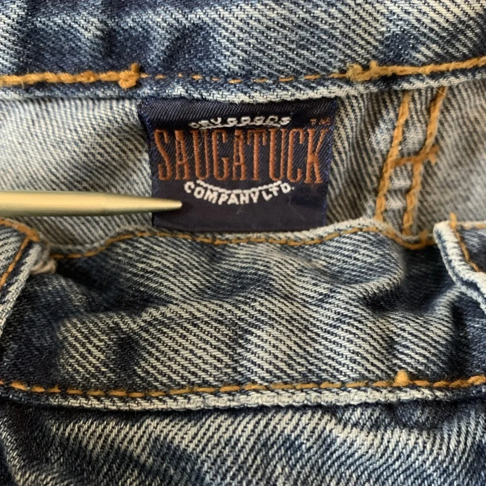 Saugatuck Mens Denim Bermuda Shorts Relaxed Fit Stone Wash Jeans Blue Sz 38‎ NWT